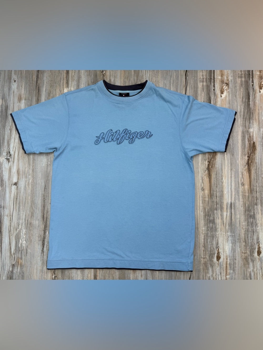 Tommy Hilfiger Men’s M Blue Embroidered Logo Crew Neck Short Sleeve T-Shirt